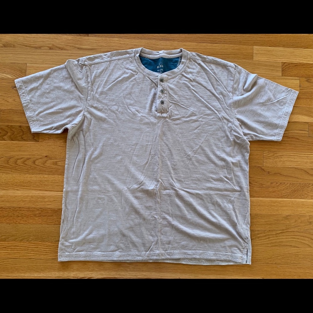 Red Head Mens Beige Buttons Crew Neck Short Sleeve Golf Shirt Polo Top Tee Sz XL
